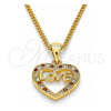 Collares con Dije 04.156.0345.1.20 Oro Laminado, Diseño de Corazón y Amor, con Granate and Blanca Micro Pave, Pulido, Tono Dorado (20 Inches Length)