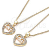 Collares con Dije 04.156.0345.1.20 Oro Laminado, Diseño de Corazón y Amor, con Granate and Blanca Micro Pave, Pulido, Tono Dorado (20 Inches Length)