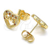 Arete Dormilona 02.156.0389.1 Oro Laminado, Diseño de Corazón y Amor, con Granate and Blanca Micro Pave, Pulido, Tono Dorado