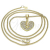 Collares con Dije 04.156.0346.20 Oro Laminado, Diseño de Corazón, con Blanca Micro Pave, Pulido, Tono Dorado (20 Inches Length)