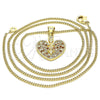 Collares con Dije 04.156.0346.1.20 Oro Laminado, Diseño de Corazón, con Granate and Blanca Micro Pave, Pulido, Tono Dorado (20 Inches Length)