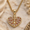 Collares con Dije 04.156.0346.1.20 Oro Laminado, Diseño de Corazón, con Micro Pave Granate y Blanca, Pulido, Tono Dorado (20 Pulgadas de Largo)