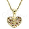 Collares con Dije 04.156.0346.1.20 Oro Laminado, Diseño de Corazón, con Granate and Blanca Micro Pave, Pulido, Tono Dorado (20 Inches Length)