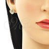 Arete Dormilona 02.156.0480.1 Oro Laminado, Diseño de Corazón, con Granate and Blanca Micro Pave, Pulido, Tono Dorado