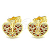 Arete Dormilona 02.156.0480.1 Oro Laminado, Diseño de Corazón, con Granate and Blanca Micro Pave, Pulido, Tono Dorado