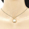 Juego de Arete y Dije de Adulto 10.156.0155.2 Oro Laminado, Diseño de Corazón, con Granate and Blanca Micro Pave, Pulido, Tono Dorado