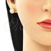 Juego de Arete y Dije de Adulto 10.156.0155.2 Oro Laminado, Diseño de Corazón, con Granate and Blanca Micro Pave, Pulido, Tono Dorado