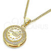 Collares con Dije 04.156.0348.20 Oro Laminado, Diseño de Corazón, con Blanca Micro Pave, Pulido, Tono Dorado (20 Inches Length)