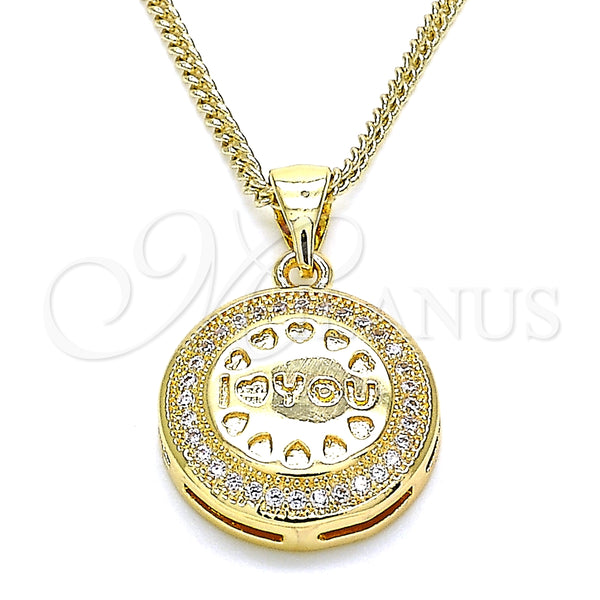 Collares con Dije 04.156.0348.20 Oro Laminado, Diseño de Corazón, con Blanca Micro Pave, Pulido, Tono Dorado (20 Inches Length)