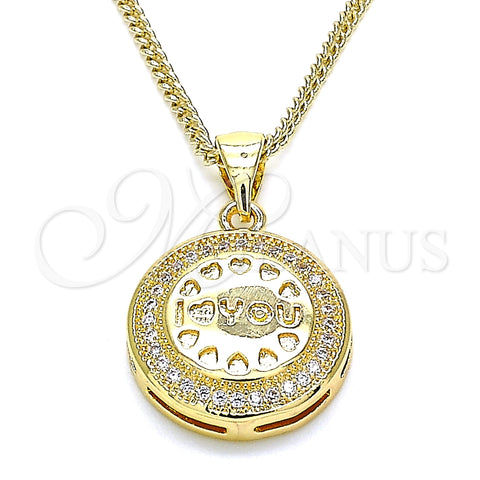 Collares con Dije 04.156.0348.20 Oro Laminado, Diseño de Corazón, con Blanca Micro Pave, Pulido, Tono Dorado (20 Inches Length)