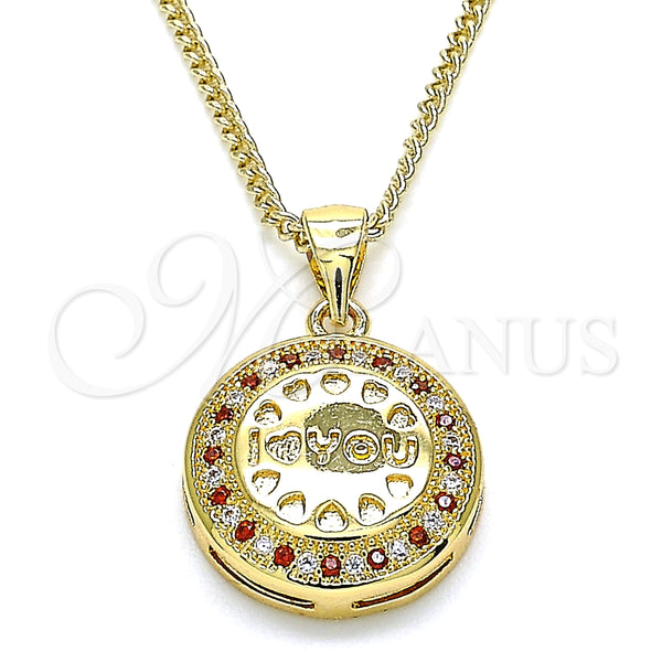 Collares con Dije 04.156.0348.1.20 Oro Laminado, Diseño de Corazón, con Granate and Blanca Micro Pave, Pulido, Tono Dorado (20 Inches Length)