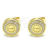 Arete Dormilona 02.156.0482 Oro Laminado, Diseño de Corazón, con Blanca Micro Pave, Pulido, Tono Dorado