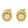 Arete Dormilona 02.156.0482.1 Oro Laminado, Diseño de Corazón, con Granate and Blanca Micro Pave, Pulido, Tono Dorado