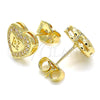 Arete Dormilona 02.156.0483 Oro Laminado, Diseño de Corazón y Amor, con Blanca Micro Pave, Pulido, Tono Dorado