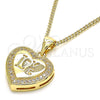 Collares con Dije 04.156.0349.20 Oro Laminado, Diseño de Corazón y Amor, con Blanca Micro Pave, Pulido, Tono Dorado (20 Inches Length)