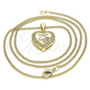 Collares con Dije 04.156.0349.20 Oro Laminado, Diseño de Corazón y Amor, con Blanca Micro Pave, Pulido, Tono Dorado (20 Inches Length)