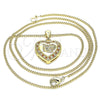 Collares con Dije 04.156.0349.1.20 Oro Laminado, Diseño de Corazón y Amor, con Granate and Blanca Micro Pave, Pulido, Tono Dorado (20 Inches Length)