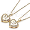 Collares con Dije 04.156.0349.1.20 Oro Laminado, Diseño de Corazón y Amor, con Granate and Blanca Micro Pave, Pulido, Tono Dorado (20 Inches Length)