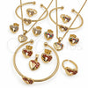Juego de Arete y Dije de Nino 06.210.0026 Oro Laminado, Diseño de Corazón y Candado, con Micro Pave Blanca, Pulido, Tono Dorado