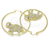 Argolla Grande 02.380.0001.50 Oro Laminado, Diseño de Elefante, con Blanca and Negro Cristal, Diamantado, Tono Dorado