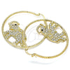 Argolla Grande 02.380.0001.50 Oro Laminado, Diseño de Elefante, con Blanca and Negro Cristal, Diamantado, Tono Dorado