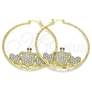 Argolla Grande 02.380.0005.50 Oro Laminado, Diseño de Tortuga y Corazón, con Blanca and Negro Micro Pave, Pulido, Tono Dorado