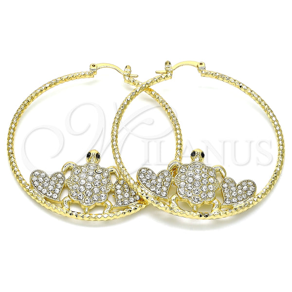 Argolla Grande 02.380.0005.50 Oro Laminado, Diseño de Tortuga y Corazón, con Blanca and Negro Micro Pave, Pulido, Tono Dorado