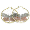 Argolla Grande 02.380.0008.50 Oro Laminado, Diseño de Mariposa, con Blanca Cristal, Diamantado, Tres Tonos