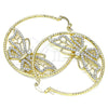 Argolla Grande 02.380.0010.50 Oro Laminado, Diseño de Mariposa, con Blanca Cristal, Diamantado, Tono Dorado