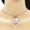 Dije Religioso 05.380.0003 Oro Laminado, Diseño de Guadalupe y Corazón, con Blanca Cristal, Diamantado, Tres Tonos