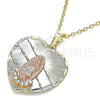 Dije Religioso 05.380.0003 Oro Laminado, Diseño de Guadalupe y Corazón, con Blanca Cristal, Diamantado, Tres Tonos