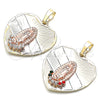 Dije Religioso 05.380.0003 Oro Laminado, Diseño de Guadalupe y Corazón, con Blanca Cristal, Diamantado, Tres Tonos