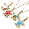 Collares con Dije 04.380.0001.2.20 Oro Laminado, Diseño de Tortuga, Pulido, Tono Dorado (20 Inches Length)