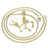 Gargantilla Basica 04.380.0002.20 Oro Laminado, Diseño de Elefante, Pulido, Tono Dorado (20 Inches Length)