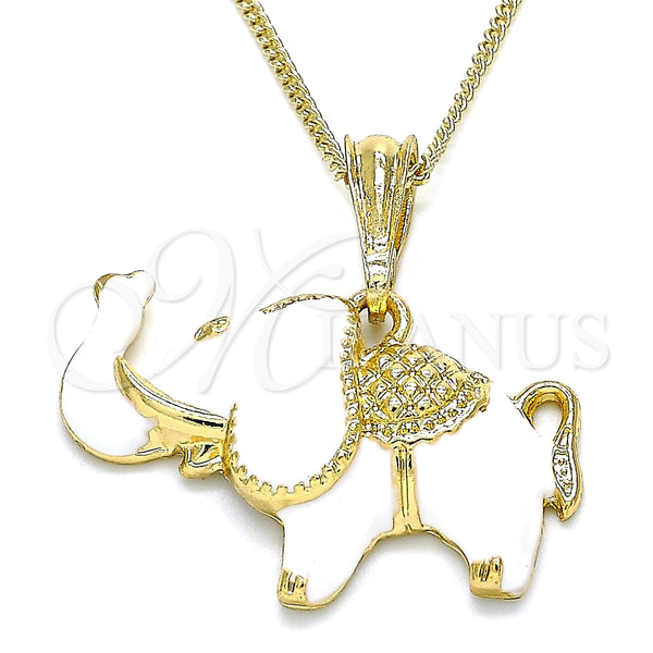 Gargantilla Basica 04.380.0002.20 Oro Laminado, Diseño de Elefante, Pulido, Tono Dorado (20 Inches Length)
