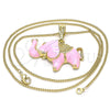 Gargantilla Basica 04.380.0002.1.20 Oro Laminado, Diseño de Elefante, Esmaltado Rosado, Tono Dorado (20 Inches Length)
