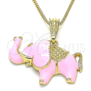 Gargantilla Basica 04.380.0002.1.20 Oro Laminado, Diseño de Elefante, Esmaltado Rosado, Tono Dorado (20 Inches Length)