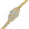 Pulsera Elegante 03.380.0009.1.07 Oro Laminado, Diseño de Guadalupe y Mariposa, con Blanca Zirconia Cubica, Pulido, Tres Tonos (06 MM Thickness, 7 Inches Length)