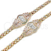 Pulsera Elegante 03.380.0009.1.07 Oro Laminado, Diseño de Guadalupe y Mariposa, con Blanca Zirconia Cubica, Pulido, Tres Tonos (06 MM Thickness, 7 Inches Length)