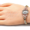 Pulsera Elegante 03.380.0008.1.07 Oro Laminado, Diseño de Guadalupe y Mariposa, con Blanca Zirconia Cubica, Pulido, Tres Tonos (06 MM Thickness, 7 Inches Length)