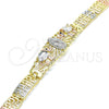 Pulsera Elegante 03.380.0012.08 Oro Laminado, Diseño de Guadalupe y Elefante, con Blanca and Negro Zirconia Cubica, Pulido, Tres Tonos (08 MM Thickness, 8 Inches Length)