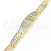 Pulsera Elegante 03.380.0013.08 Oro Laminado, Diseño de Guadalupe, con Blanca Micro Pave, Pulido, Tres Tonos (08 MM Thickness, 8 Inches Length)