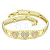Pulsera Elegante 03.380.0013.08 Oro Laminado, Diseño de Guadalupe, con Blanca Micro Pave, Pulido, Tres Tonos (08 MM Thickness, 8 Inches Length)