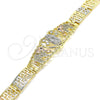 Pulsera Elegante 03.380.0014.08 Oro Laminado, Diseño de Elefante y Guadalupe, con Blanca and Negro Zirconia Cubica, Pulido, Tres Tonos (08 MM Thickness, 8 Inches Length)