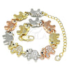 Pulsera Elegante 03.380.0016.07 Oro Laminado, Diseño de Elefante, con Blanca and Negro Micro Pave, Pulido, Tres Tonos (10 MM Thickness, 7 Inches Length)
