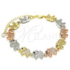 Pulsera Elegante 03.380.0016.07 Oro Laminado, Diseño de Elefante, con Blanca and Negro Micro Pave, Pulido, Tres Tonos (10 MM Thickness, 7 Inches Length)