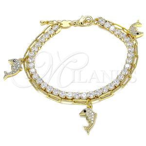 Pulsera de Dije 03.63.2182.08 Oro Laminado, Pulido, Tono Dorado (8 Inches Length)