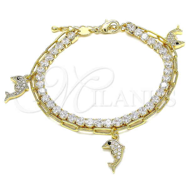 Pulsera de Dije 03.63.2182.08 Oro Laminado, Pulido, Tono Dorado (8 Inches Length)