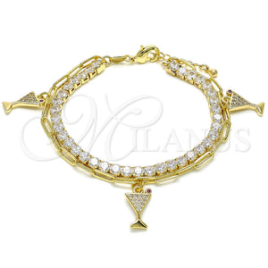Pulsera de Dije 03.63.2186.08 Oro Laminado, Pulido, Tono Dorado (8 Inches Length)