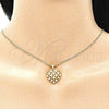Collares con Dije 04.156.0118.1.20 Oro Laminado, Diseño de Corazón, con Granate and Blanca Micro Pave, Pulido, Tono Dorado (02 MM Thickness, 20 Inches Length)